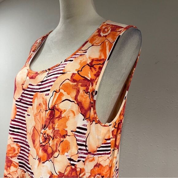 Floral striped Sleeveless hi-low midi Dress - Picture 3 of 14